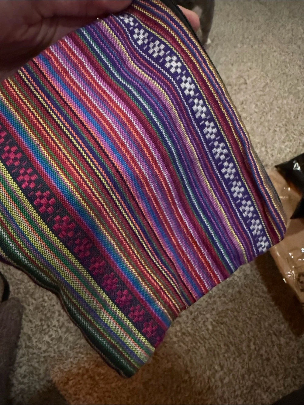Striped Multicolor Woven Zip Pouch - Women Bags